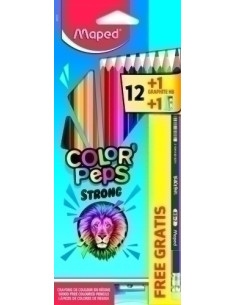 LAPICES de COLORES MAPED COLOR PEPS STRONG estuche de 12 regalo lapiz de grafito y afila