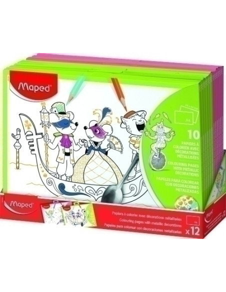 MAPED PAPELES PARA COLOREAR CON DECORACIONES METALIZADAS 10 und