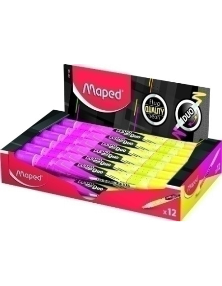 MARCADOR FLUOR MAPED FLUO DUO AMARILLOROSA CAJA DE 12