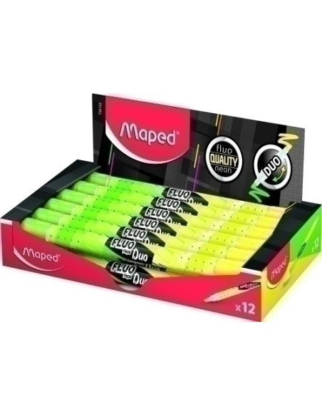 MARCADOR FLUOR MAPED FLUO DUO AMARILLOVERDE CAJA DE 12