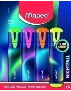 MARCADOR FLUOR MAPED NIGHTFALL  PACK de 4