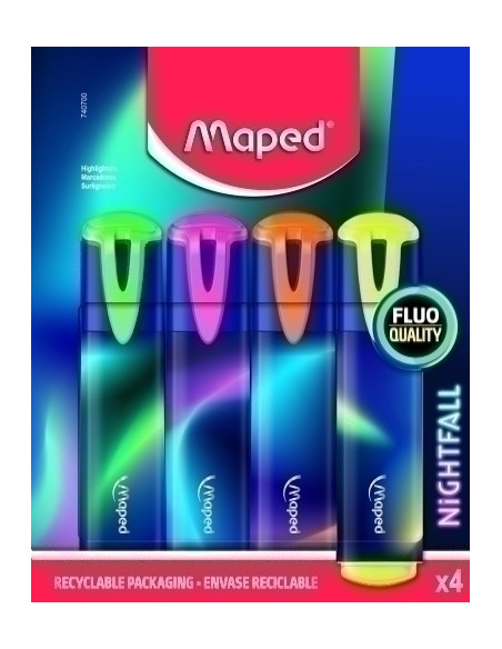 MARCADOR FLUOR MAPED NIGHTFALL  PACK de 4