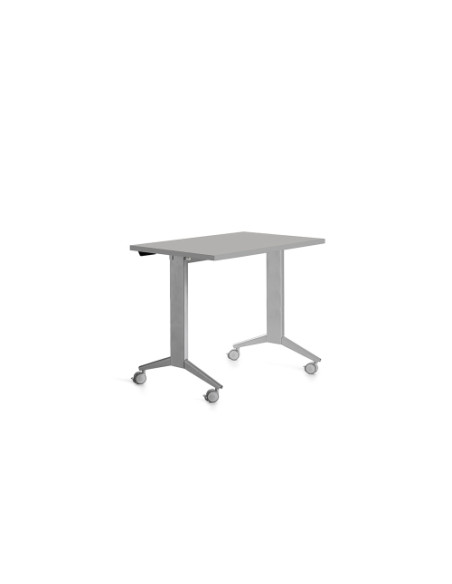 MESA ROCADA METAL 120x60 ESTRUCTURA ALUMINIO TABLERO ABATIBLE GRIS