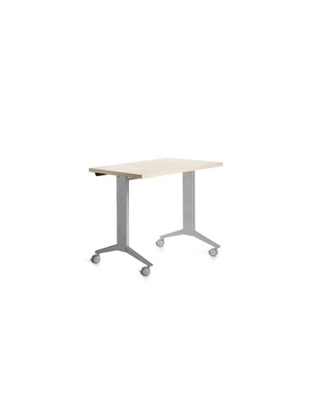 MESA ROCADA METAL 120x60 ESTRUCTURA ALUMINIO TABLERO ABATIBLE HAYA
