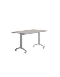MESA ROCADA METAL 140x80 ESTRUCTURA ALUMINIO TABLERO ABATIBLE GRIS