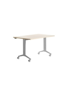 MESA ROCADA METAL 140x80 ESTRUCTURA ALUMINIO TABLERO ABATIBLE HAYA