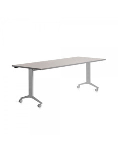 MESA ROCADA METAL 180x80 ESTRUCTURA ALUMINIO TABLERO ABATIBLE GRIS