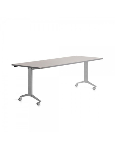 MESA ROCADA METAL 180x80 ESTRUCTURA ALUMINIO TABLERO ABATIBLE GRIS