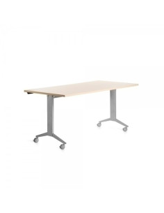 MESA ROCADA METAL 180x80 ESTRUCTURA ALUMINIO TABLERO ABATIBLE HAYA