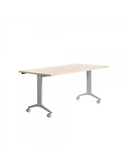 MESA ROCADA METAL 180x80 ESTRUCTURA ALUMINIO TABLERO ABATIBLE HAYA