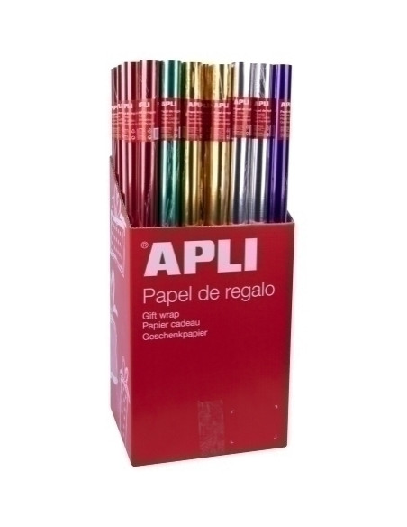 PAPEL de REGALO ROLLO APLI 07x2 m CAJA de 55 METALIZADO