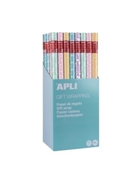 PAPEL de REGALO ROLLO APLI 07x2 m CAJA de 55 NORDIK FUN