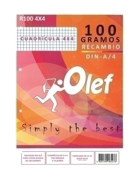 RECAMBIO OLEF A4 100h 100gr 4 TALADROS CUADRIC4x4