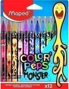ROTULADOR FIBRA MAPED COLOR´PEPS MONSTER ESTUCHE de 12