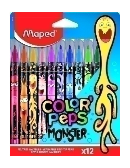 ROTULADOR FIBRA MAPED COLOR´PEPS MONSTER ESTUCHE de 12