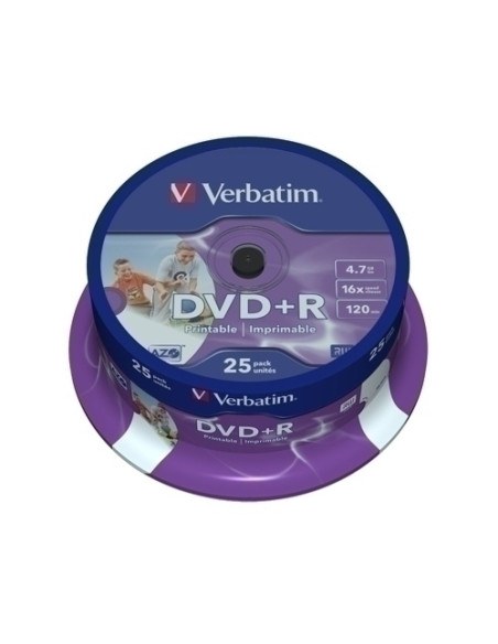DVD R VERBATIM 47GB 16x SPINDLE 25 ADVANCED AZO Incluye Canon LPI de 525 