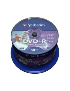 DVD R VERBATIM 47GB 16x SPINDLE 50 IMPRIMIBLE INKJET ADVANCED AZO Incluye Canon LPI de 1050 