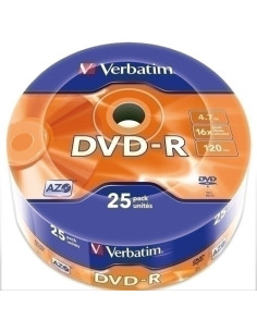 DVD -R VERBATIM 47GB 16x SPINDLE 25 ADVANCED AZO Incluye Canon LPI de 525 