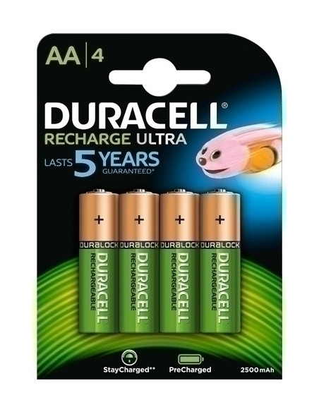 PILAS DURACELL RECARGABLES AA 2500 MAH DX1500 -HR06 BLISTER DE 4