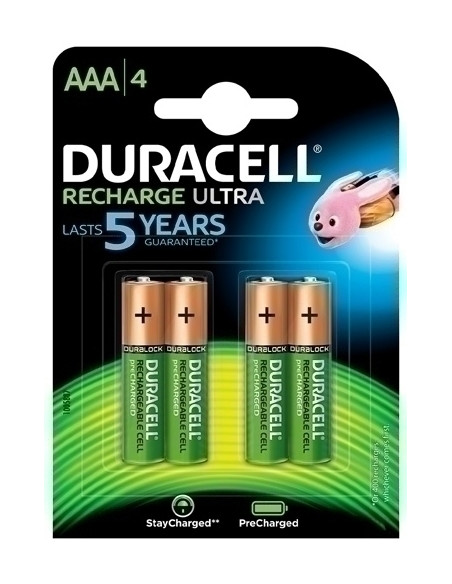 PILAS DURACELL RECARGABLES AAA 850 MAH DX2400 -HR03 BLISTER DE 4