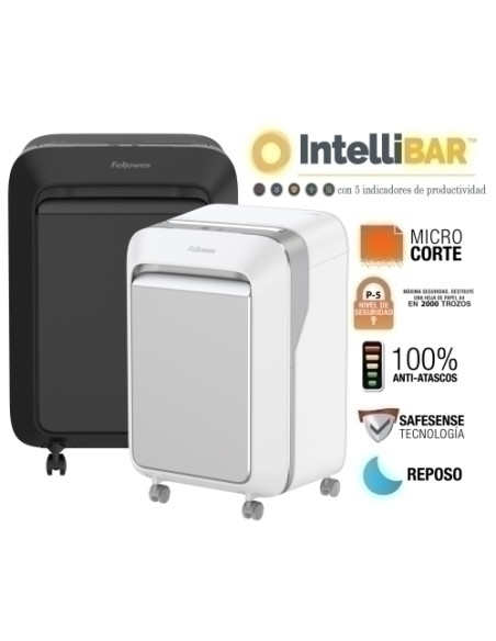 DESTRUCTORA FELLOWES LX211 BLANCA 15h PARTIC Nvseg5- particula 2x12mm ancho 200mm dep23L