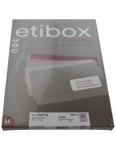 ETIQUETAS ADHIMPR A4 BLANCA CAJA 100h CRECTOS  38x212 mm 6500 uds