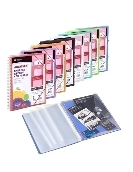 CARPETA FUNDAS TARIFARIO CARCHIVO ESPIRAL PP ARCHIVEX-STAR CANGURO A4 40 F SURTIDOS