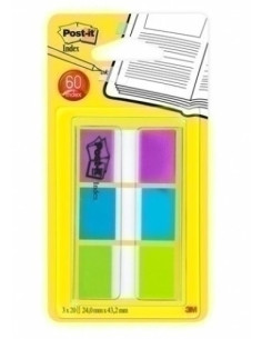BANDERITAS ADHESIVAS POST-IT 680 1  PACK de 3 AZUL-VERDE-VIOLETA