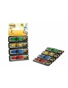 BANDERITAS ADHESIVAS POST-IT 684 FLECHA PACK de 4 AMARILLO-AZUL-ROJO-VERDE