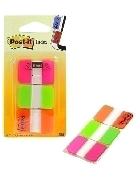 BANDERITAS ADHESIVAS POST-IT 686 RIGIDO NARANJA-ROSA-VERDE