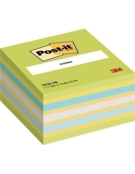 TACO NOTAS POST-IT CUBO 76X76X45  450 HOJAS AZUL VERDE NEON