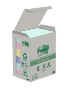 TACO NOTAS POST-IT RECICLADOS 653 38x51 COLORES SURTIDO 100h TORRE DE 6