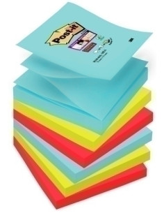 NOTAS ADHESIVAS POST-IT 90h Z NOTES  76x76 R330 SUPER STICKY COLORES MIAMI PACK de 6