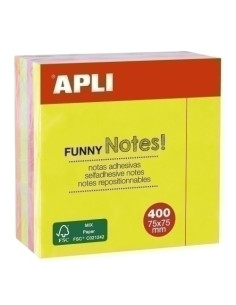 NOTAS ADHESIVAS APLI 75X75 CUBO 400h BRILLANTE 4x100h