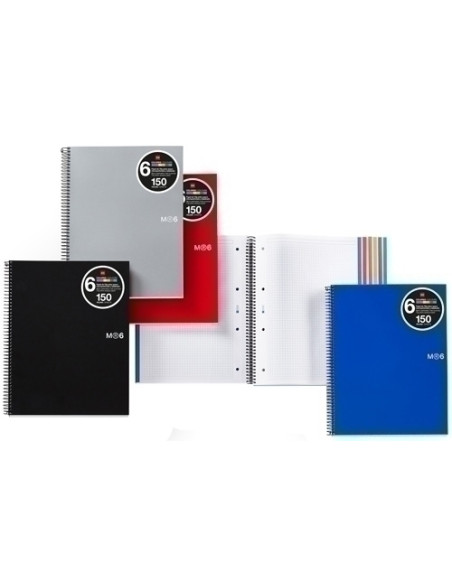 BLOC MIQUELRIUS THE ORIGINAL NOTEBOOK 6 microtapa PP A4 150h 70g CUADRIC5x5 NEGRO