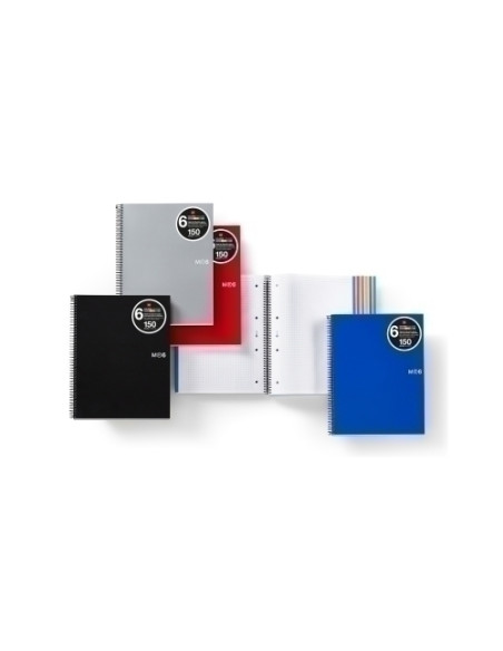 BLOC MIQUELRIUS THE ORIGINAL NOTEBOOK 6 microtapa PP A5 150h 70g CUADRIC5x5 ROJO
