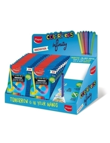 LAPICES de COLORES MAPED INFINITY estuche de 12 EXPOSITOR DE 24 incluye tester