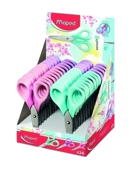 TIJERAS MAPED SENSOFT PASTEL 3D 13 cm EXPOSITOR de 24