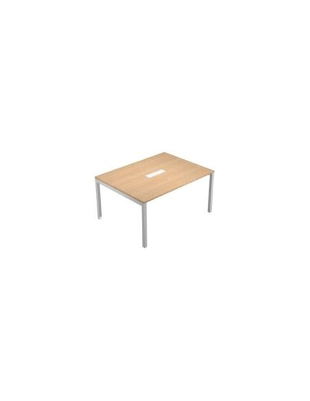 ARTEXPORT MESA DE REUNIONES 160X120X725CM CON ACCESO SUPERIOR PARA CABLES PATAS METÁLICAS 50X50MM TABLERO 25MM ROBLE