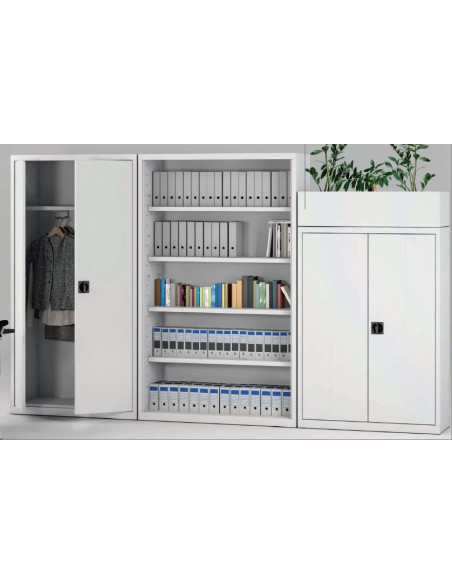 ARMARIO ALTO GRIS PUERTAS BATIENTES 198X120X45 4B