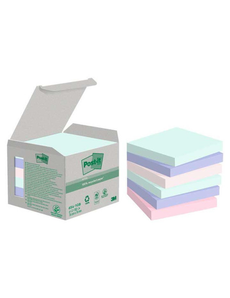 CAJA 6 BLOCS NOTAS POST-IT ECOLÓGICAS 76x76mm PASTEL