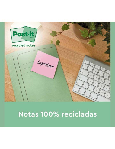 CAJA 6 BLOCS NOTAS POST-IT ECOLÓGICAS 76x76mm PASTEL