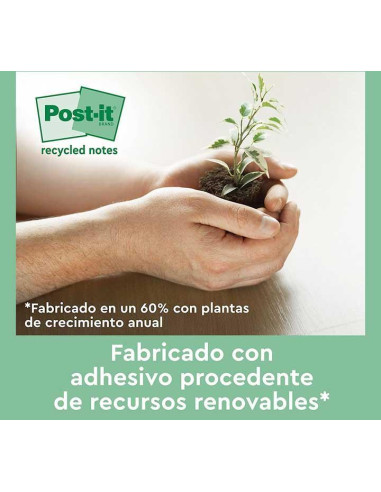 CAJA 6 BLOCS NOTAS POST-IT ECOLÓGICAS 76x76mm PASTEL