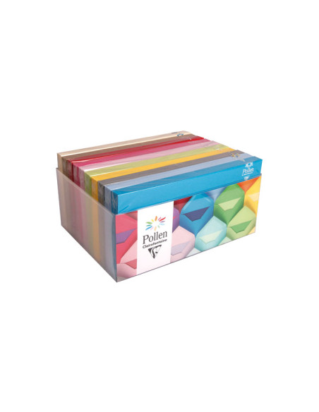 CAJA 10 PAQUETES SOBRES LISOS CLAIREFONTAINE COLORES 110x220cm