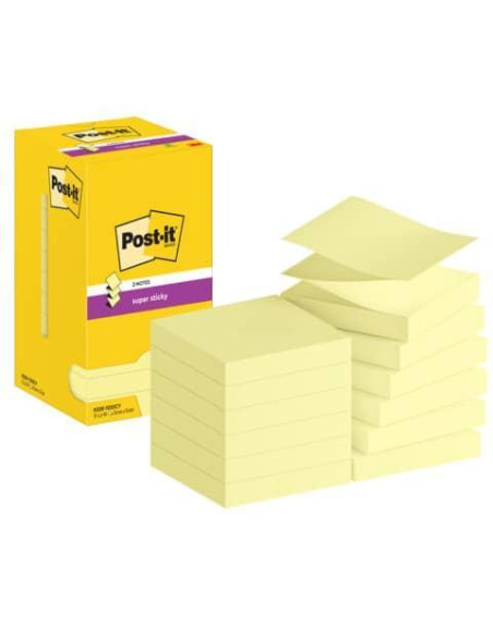 PACK 12 BLOC NOTAS POST-IT SUPER STICKY Z-NOTAS 76 x 76 mm