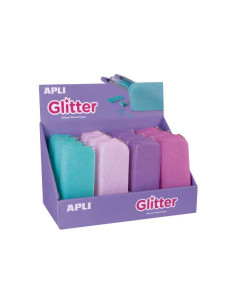 EXPOSITOR 12 ESTUCHES APLI DE SILICONA EFECTO GLITTER