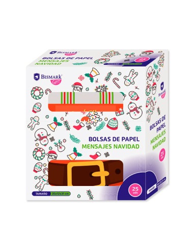 CAJA 25 BOLSAS DE NAVIDAD CELULOSA CON MENSAJE