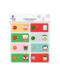 CAJA 24 BLISTER 8 ETIQUETAS ADHESIVAS NAVIDAD CON LAZO