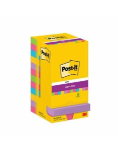 CAJA 12 NOTAS POST-IT SUPER STICKY 76x76mm SURTIDAS