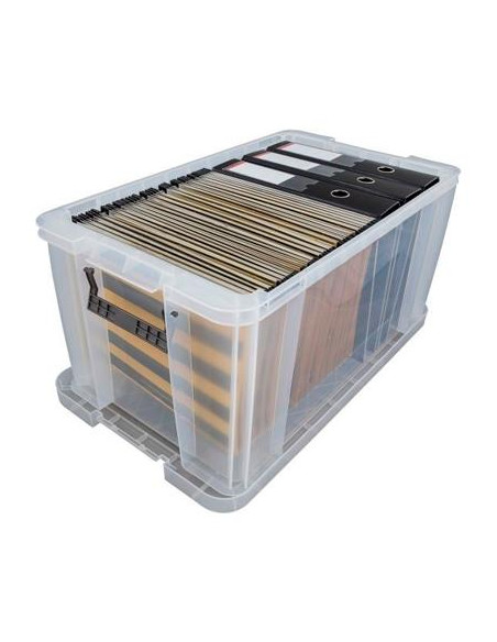 CAJA ALMACENAMIENTO A2000 54 LITROS APILABLE con TAPA A4 medidas interiores 300 x 315 x 550 mm CRISTAL TRANSPARENTE